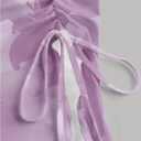 Milumia Women's Tie Dye Drawstring Side Tube Top Lettuce Asymmetrical Hem Bandeaus (Purple, L)