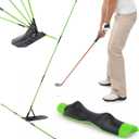 Golf Alignment Sticks & Swing Trainer Set Adjustable 7-Angle Holder & Grip Trainer Aid Portable Sectional Design for Swing Plane & Path Correction Training Equipment (Green)