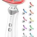 Dopsikn 9-in-1 Red-Light-Therapy-for-Face-and-Neck, Portable Facial Massager Tool with Adjustable Vibration & Thermals for Wrinkles, Double Chin, White