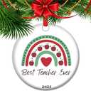 Best Teacher Ever Christmas Ornament for Educators, Heartfelt Apple Tree Decor from Students  Teacher Appreciation Keepsake 2025 (V3)