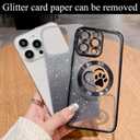 for iPhone 14 Pro Case Glitter Clear Paw Love Heart Compatible with MagSafe, Strong Magnetic Full Camera Lens Protection Soft Slim Thin Cute Bling Phone Case - Black