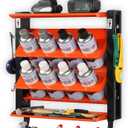 Wallmaster Spray Can Holder, Lube Can Wall Mount Storage Rack Heavy Duty Paint Bottle Organizer for Garage & Home | 8 Can Holes & 2 Shelf