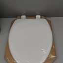 Mayfair Linden Slow Close Toilet Seat, Non Slip Heavy Duty Wood, Easy Install, Elongated, White