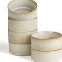 famiware Star Cereal Bowl Set, Soup Bowls Set of 6, Double Reactive Glaze, Stackable, 23 oz Deep Bowls Suitable for Cereal, Popcorn, Oatmeal, Dessert - Dishwasher and Microwave Safe, Cappuccino White