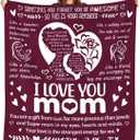 I Love You Mom Blanket for Mom, Valentines Gifts for Mom from Daughter Son, Birthday Gifts for Women Who Has Everything, Blanket Gift for Her, I Love You Mom Throw Blanket 60"x50", Burgundy