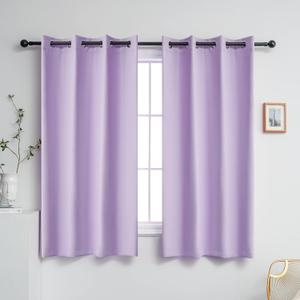 YGO Lilac Blackout Curtains for Bedroom - 63 inches Length Window Curtain Panels for Girls Room Triple Weave Light Purple Curtain Grommet Top 2 Panels
