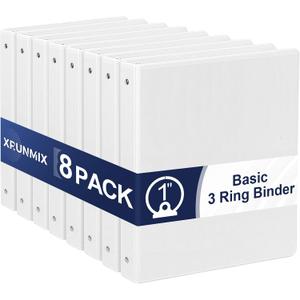 1-Inch 3-Ring-Binder with Pockets, 1'' Basic Binders 1-inch View Round Binders Holds 200 Sheets US Letter Size 8.5'' x 11'' - Bundle Packs Perfect for Home, Office, and School (1-inch)