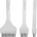 KUIDAMOS 3PCS White Steel 2/5/10 Punch Prong Tool Set Lacing Stitching Chisel Set for Leather Crafts Punching Working(Spacing 3.85mm)