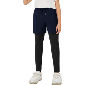 Haloumoning Boys Athletic 2 in 1 Shorts with Leggings Kids Workout Basketball Compression Pants with Zipper Pockets, 150