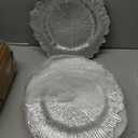 Dandat 100 Pcs Charger Plate Bulk 13'' Floral Reef Plates with Napkin Ring Plastic Dinner Charger Hollow Out Flower Napkin Holder Plastic Plate for Table Setting Wedding Party (Silver)