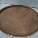 Hanobe Large Round Decorative Tray: Farmhouse Neutral Coffee Table Decor Wood Beaded Trays Vintage Ottoman for Home Counter Living Room