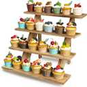 Wooden Cupcake Stand 4 Tier Cupcake Display Stand Rustic Cupcake Table Display for Wedding, Party Desserts,  Wood Color 
