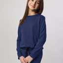 Real Essentials 3-Pack: Girls Ultra-Soft & Warm Long Sleeve Fleece Crew Neck Pullover Sweatshirt (M)