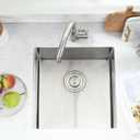 PEPO 17x17 Inch Undermount Bar Sink, 16 Gauge Stainless Steel Small Kitchen Sink，Handmade Single Bowl With Strainer And Rinse Grid, For Wet Bar RV Prep Outdoor Kitchen (Brushed), 17x17x10inch