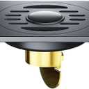 Square Floor Drain with Backflow Preventer, 4 x 4 inch, Stainless Steel 304,for Kitchen Bathroom Balcony Backyard, Brass Core, Gunmetal Gray, Double-Purpose 005