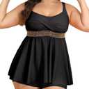 HEYTALALA Womens Plus Size Tankini Swimsuits 2 Piece Tummy Control Bathing Suit Flowy Swim Tank Tops with Boyshorts 2025 (Black) 4XL
