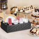 Ameuphercy Paper Plate Holder Utensil Caddy for Kitchen CounterPaper Plate Dispenser with Large Cup Holder for Kitchen Counter, Paper Plate Organizer for Party,Wedding, BBQ