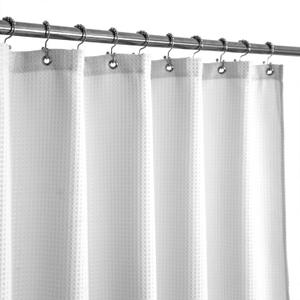 Barossa Design Waffle Weave White Shower Curtain Hotel Luxury Quality, Fabric Shower Curtains for Bathroom, Pique Pattern Cloth, Water Repellent and Machine Washable, Standard Size 71" x 72" (71"W x 72"L (Pack of 1))