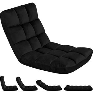 Yaheetech Floor Chair, Meditation Chair with Back Support Gaming Floor Lounger with 14 Adjustable Position for Adult, Black