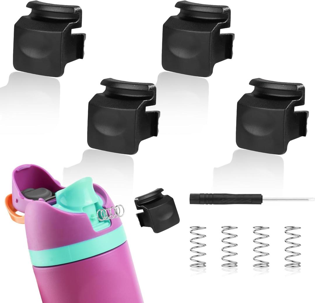 lasuroa 4pcs Replacement Button Compatible with Owala FreeSip 24oz 32oz, BPA-Free Water Bottle Button Switch Lid Mouth Push Replacement Parts for Owala 19/24/25/32/40oz Bottle Accessories (Black)
