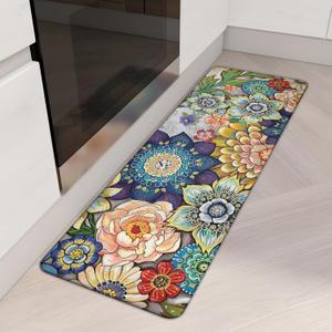 Floral Long Kitchen Runner Rug for Floor, Boho Cushioned Anti-Fatigue, Non-Slip Standing Desk, Waterproof Comfort Mat for Sink, Office, Laundry, 17.3x59 Inch Floral Long Kitchen Runner Rug for Floor, Boho Cushioned Anti-Fatigue, Non-Slip Standing Desk, Waterproof Comfort Mat for Sink, Office, Laundry, 17.3x59 Inch