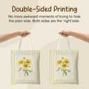 Yellow Striped Sunflower Canvas Tote Bag for Books, Travel & Daily Use, Magnetic Buckle, 16x14 Inch