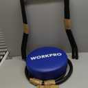 WORKPRO W112003 Garage Shop Stool, Heavy-Duty Steel Construction Garage Stool, Swivel Cushion Seat, Black Powder Coated Legs & Footrest (Single Pack)