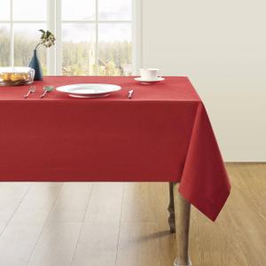 ZeeMart Basic Linen Textured Table Cloth, 60 x 104 Inch Red, Farmhouse Style Red Rectangle Tablecloth, Wrinkle Resistant Washable Heavy Weight TableCloths