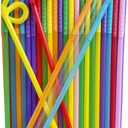 2 x YAOSHENG 200pcs Pink Straw 10.23" x 0.23"Solid Colors Flexible Drinking Straws, Plastic Disposable Bendy Straws (Pink)