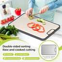 Titanium Cutting Boards for Kitchen, Cutting Board Double Sided Food Grade, Pure Titanium and Wheat Straw PP, Dishwasher Safe Easy to Clean Large Size 1611 (Silver)