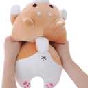 Shiba Inu Dog Plush Pillow, Cute Soft Corgi Stuffed Animals Doll Toys Gifts for Valentine, Christmas, Birthday, Bed, Sofa Chair (Brown Round Eye, 13.5in)