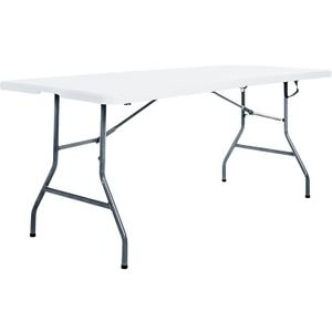 Multipurpose Banquet Fold-in-Half Table Lightweight Durable Desk with Secure Base for Indoor and Outdoor Events, 6 Foot, White Multipurpose Banquet Fold-in-Half Table Lightweight Durable Desk with Secure Base for Indoor and Outdoor Events, 6 Foot, White