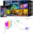 100FT Permanent Outdoor Lights Waterproof, Smart RGB Eaves Lights with App/Remote Control, DIY Scene Modes, LED Outdoor Lighting for Christmas Holidays Daily Party House Roof Lighting