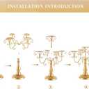 LANLONG 15.3in Gold Candelabra Centerpieces for Tables, 5 Arm Crystal Candelabra for Pillar Candles, Metal Candelabra Candle Holders for Wedding Centerpiece Decor Party Event Reception Decoration