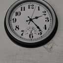 JENLYSTIME 12 Inch Indoor/Outdoor Retro Waterproof Wall Clock with Thermometer Silent Round Quartz Battery Operated Easy to Read Decorative for Kitchen Patio,Bathroom,Deck,Porch,Pool(Silver)