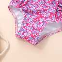 Happy Town One-Piece Infant Toddler Baby Girl Summer Swimsuit Watermelon Leopard Ruffle Swimwear Bikini Bathing Suit (6-12 Months, Purple Floral)