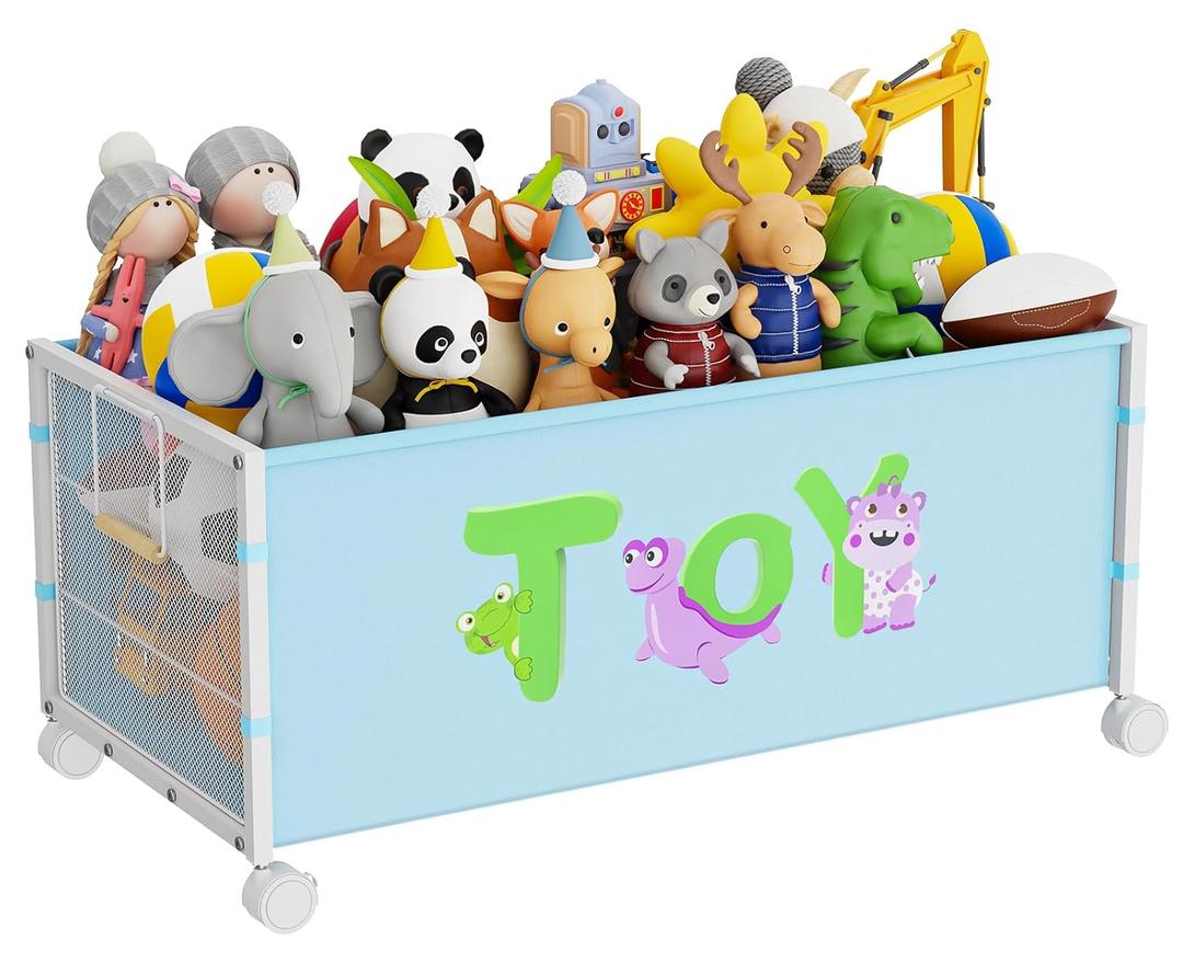 JBBTOOL Large Toy Box, Toy Storage Organizer for Kids, Toy Chest for Toddlers with 360 Wheels, Toybox for Living Room, Oxford Cloth Toy Box for Boys, Girls, Stuffed Animals, Clothes