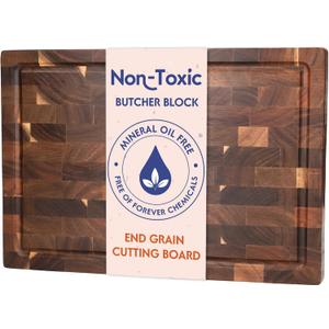 End Grain Butcher Block Cutting Board [1.5" Thick]. Made of Acacia Wood and Conditioned with Beeswax, Flaxseed Oil & Lemon Oil. 16" x 11" Chopping Board by Ziruma.