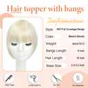 Hair Toppers for Women with Clip in Bangs, 10 Inch Straight Bangs Hair Clip, 3603D Cover Toppers HairPieces for Women with Thinning Hairs Daily Wear (Brown, 10 Inch)