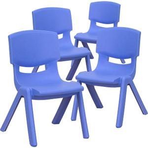 Flash Furniture Whitney 4 Pack Blue Plastic Stackable School Chair with 10.5'' Seat Height, Set of 4