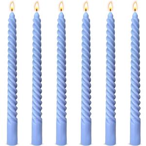 6 Pack 10 Inch Blue Spiral Taper Candles for Hanukkah and Winter Home Decoration, Unscented Dripless Twisted Candlesticks for Dinner Beach-Themed Decor Relaxation and Meditation