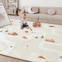BG-BABYGO Baby Play Mat, Reversible Baby Girl Play Mat for Floor, Foam Padded Playmats for Babies and Toddlers, Large Foldable 78"x70" Waterproof Baby Crawling Mat for Indoor&Outdoor&Travel(70*78*0.4)