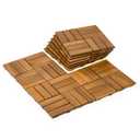 9 PCS Interlocking Deck Tiles 12" x 12", 12 Slats Outdoor Flooring Acacia Wood Patio Tiles, Waterproof Patio Flooring Decking for Balcony Backyard, Indoor and Outdoor Use