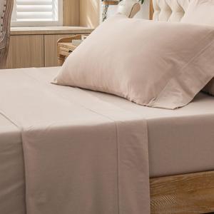 PURE ERA Jersey Knit Flat Sheet Only Solid Dark Beige King | 100% Cotton, T Shirt Soft, Breathable, Stretchy, Machine Washable, Modern and Casual