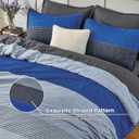 Oversized Queen Comforter Set, Blue Grey, 7 Pieces Bed in a Bag | Soft Lightweight Reversible Bedding Set(98"x98"), with Striped Comforter, Fitted & Flat Sheet, Pillowcases & Shams
