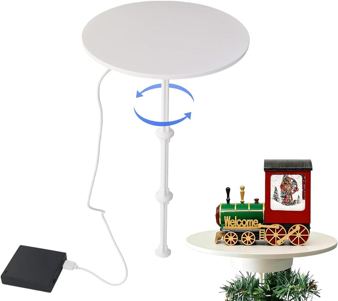 Electric Rotating Christmas Tree Topper Holder, 7.8inch 360 Degree Rotating Christmas Tree Topper Stand for Holiday Decor Universal Spinning Tree Toppers Stabilizer for All Type Decoration