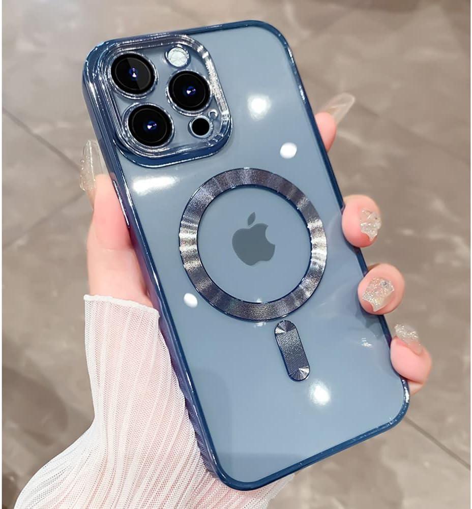 ZIYE Magnetic Case Made for iPhone 12 Pro Max 6.7 Inch [Compatible with MagSafe] Soft TPU Phone Phone Cover with Full Camera Lens Anti-Scratch Protection Slim Phone Case for Women Men, Light Blue