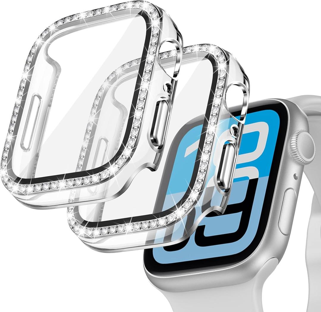 Goton 2-Pack Bling Case for Apple Watch Ultra 3/2/1 Screen Protector 49mm, Women Glitter Diamond Rhinestone Bumper Face Cover for iWatch Accessories 49 mm