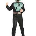 STAR WARS Official Boba Fett Youth Costume - Printed Jumpsuit with Plastic Mask, Size S