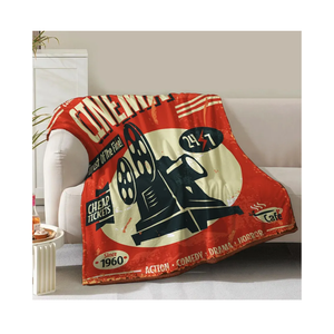 Movie Blanket Gifts for Women Men Girls Boys Vintage Cinema Theater Film Player Print Presents for Kids Adults Teen Birthday Christmas Decor Bedroom Living Room Couch Sofa Soft Flannel Throw 60"x50"